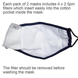 Triple layer face mask cotton with filter pocket