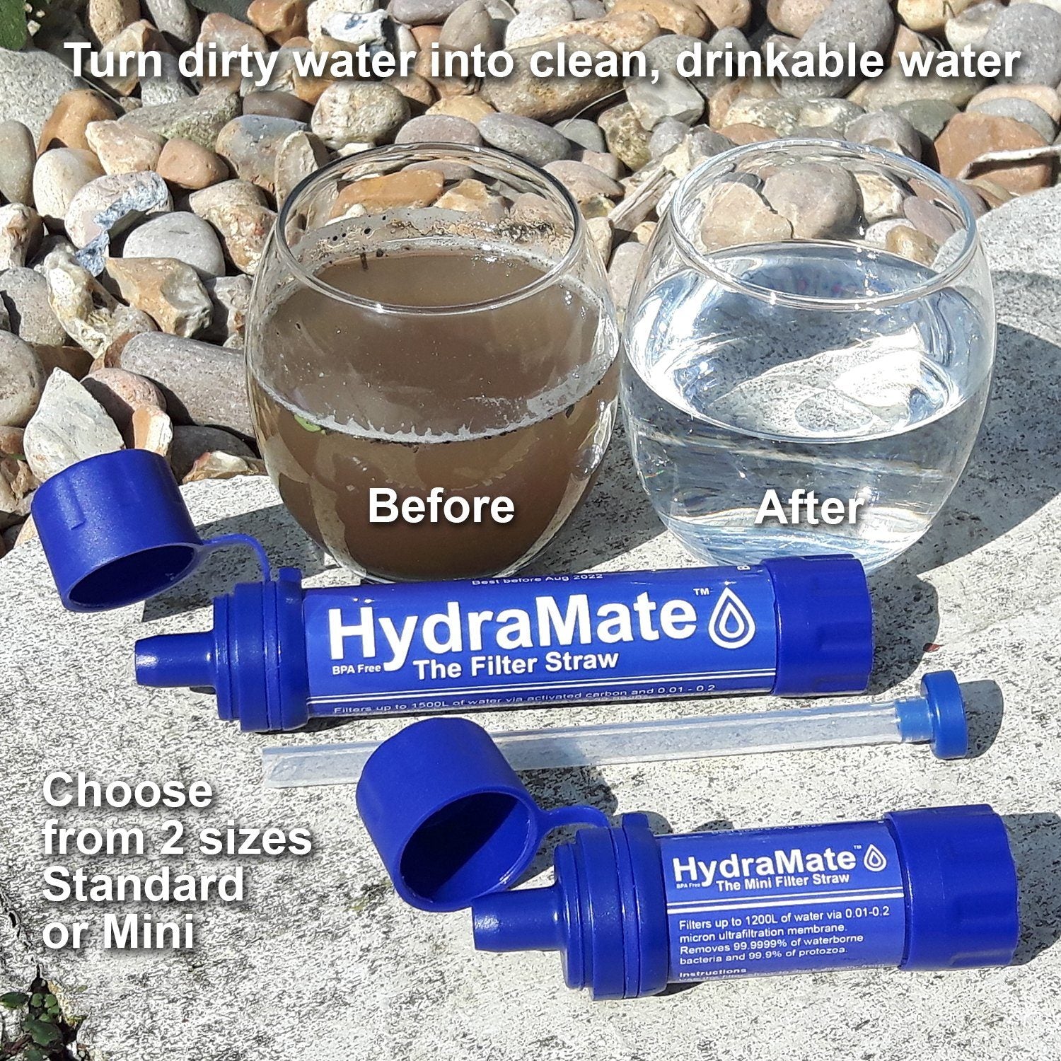 HydraMate Water Filter Straw With carbon and mini