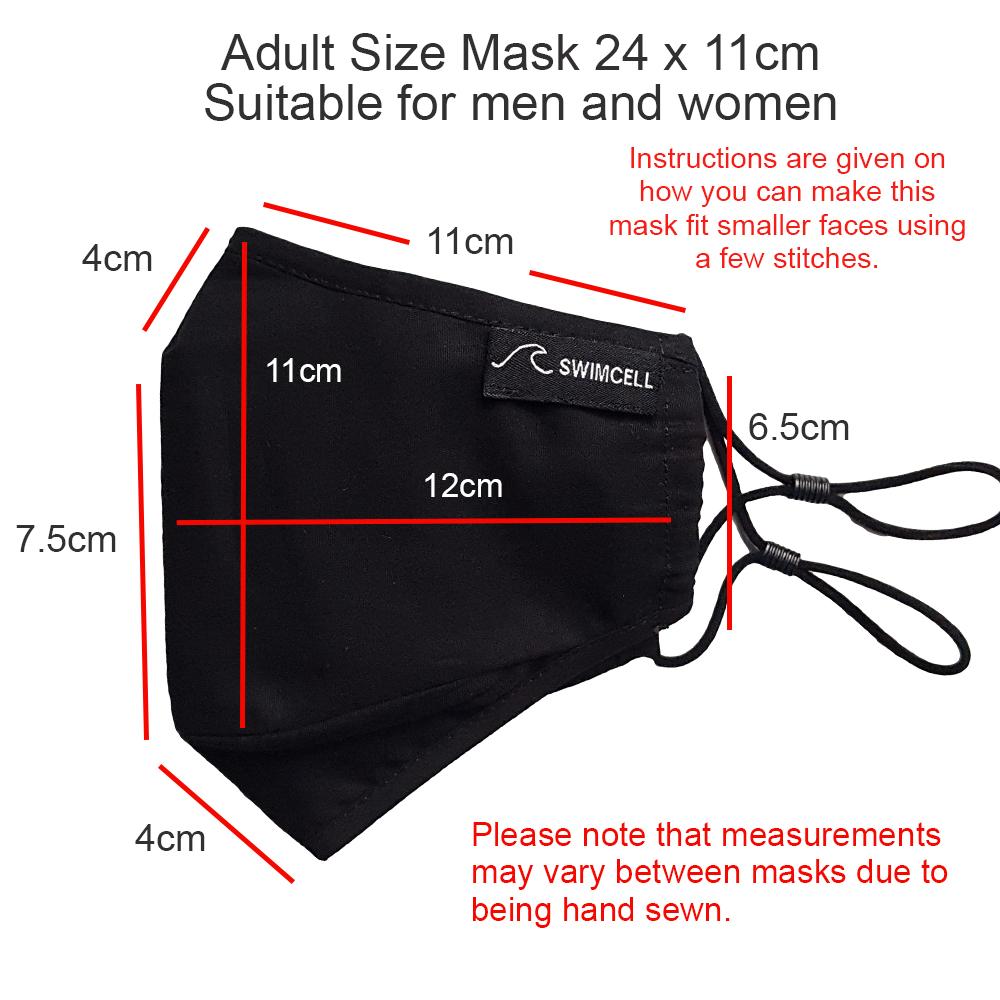 Adult cotton face mask measurements SwimCell