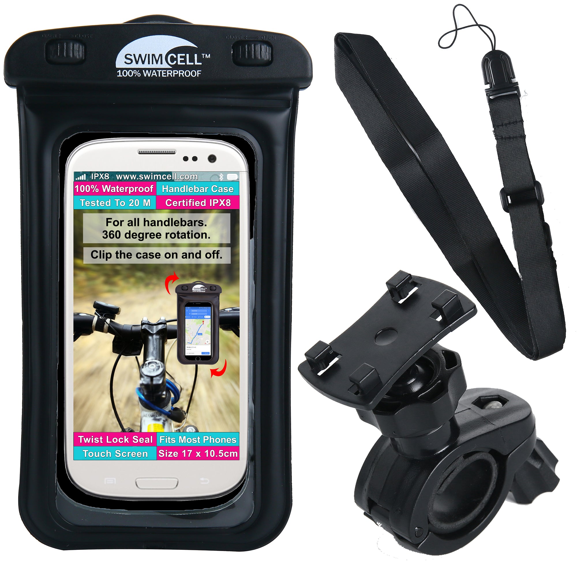 Phone Holder Bike Waterproof - Handlebar Mount - SwimCell