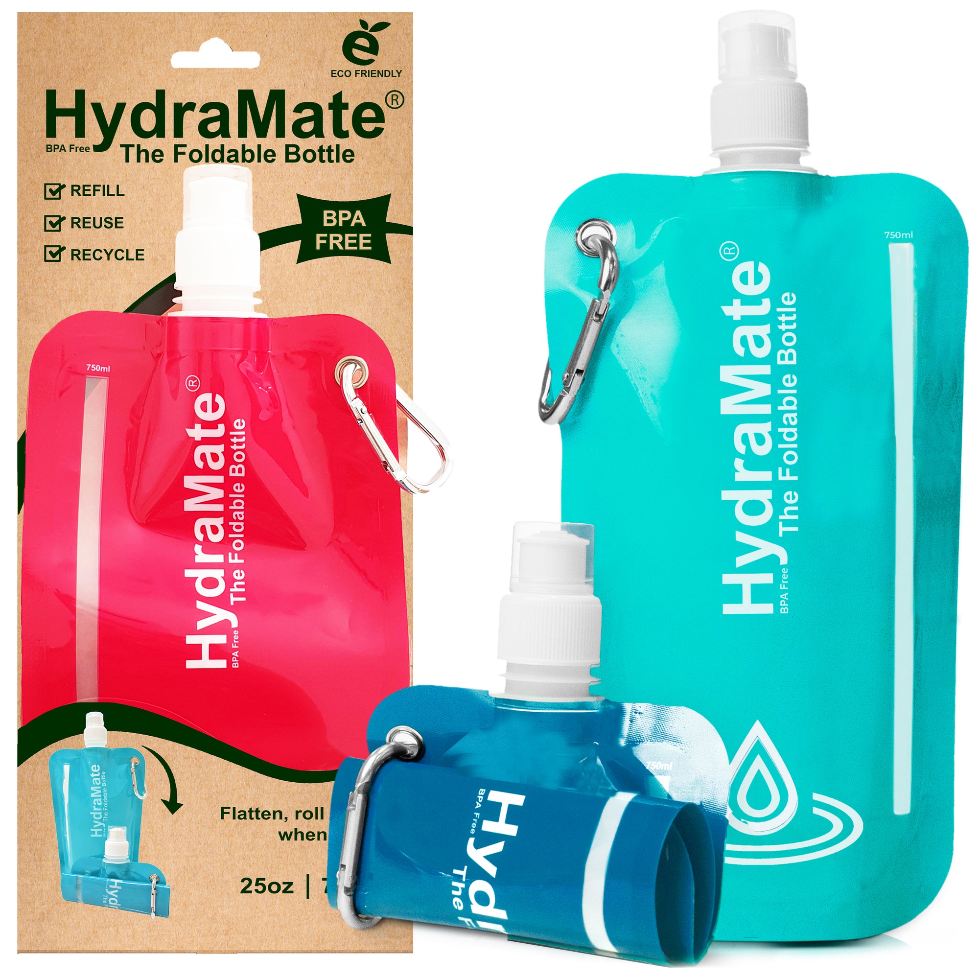 Collapsible water bottle for travel and festivals