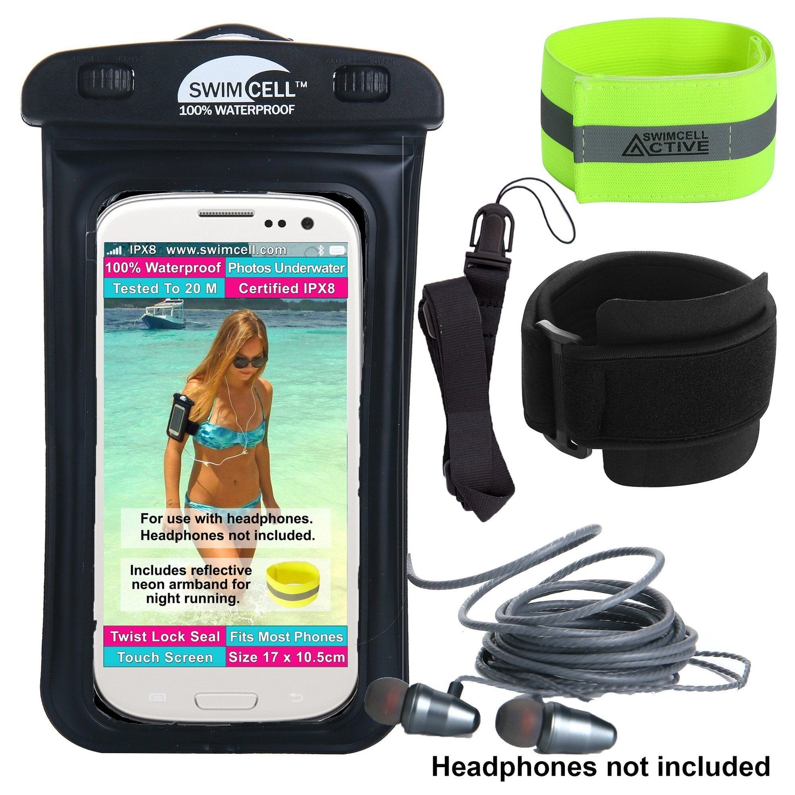 Waterproof armband case with headphone jack