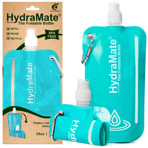 HyraMate Foldable Bottle With Clip Aqua