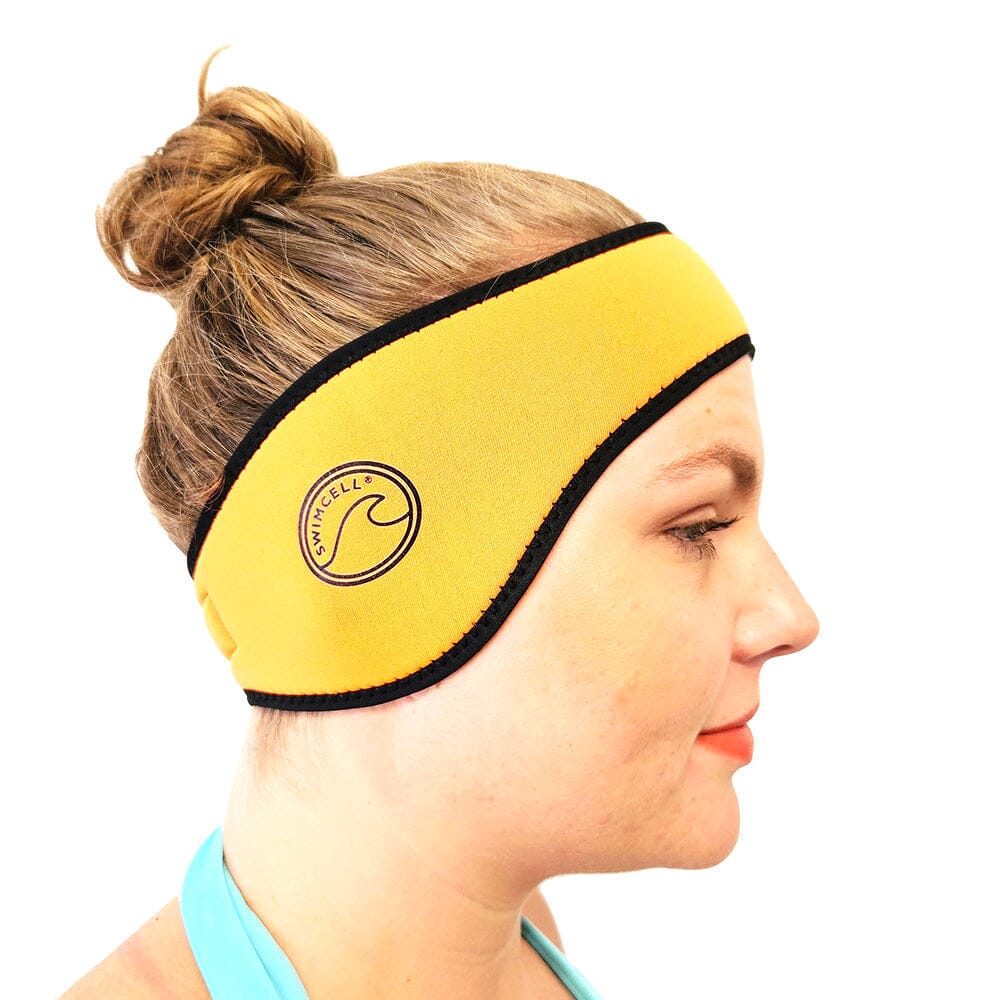 Orange ear wamer headband for swimming