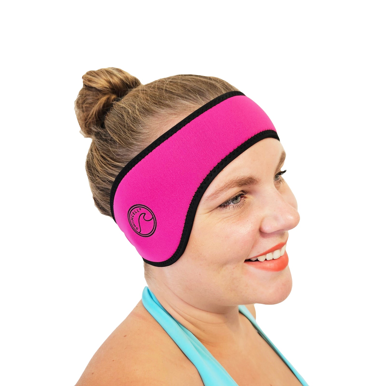 Pink SwimCell Neoprene Ear Warmer Headband For open water swimming