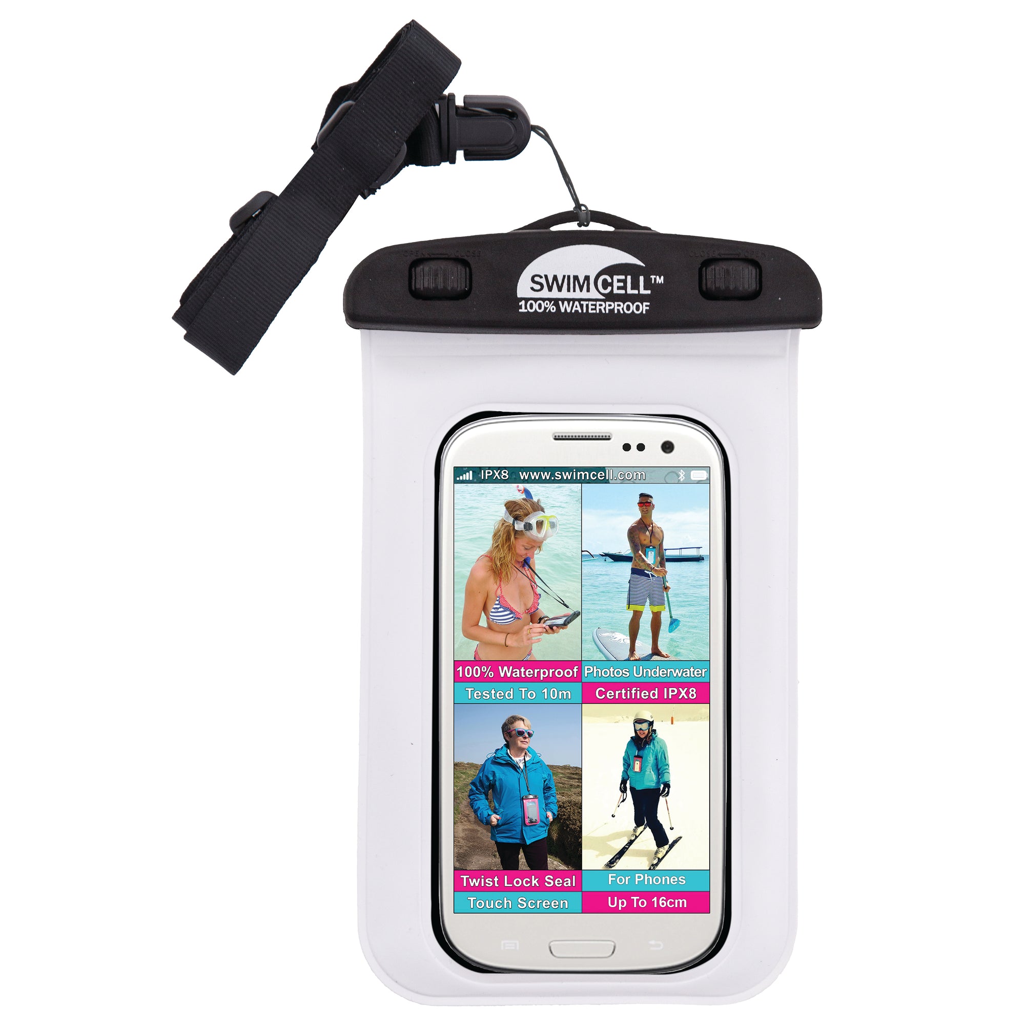 SwimCell Waterproof Phone Pouch White
