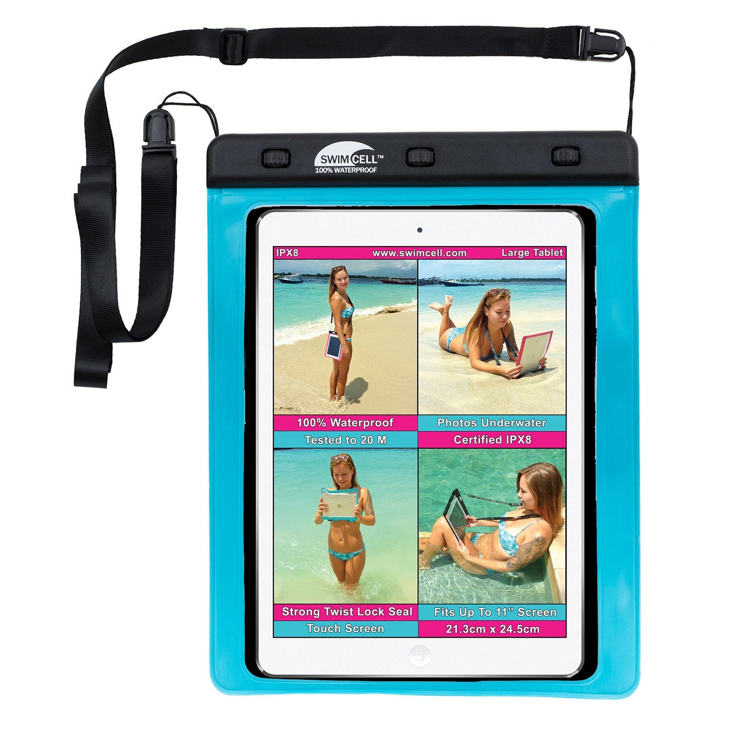 SwimCell Large Tablet waterproof case black
