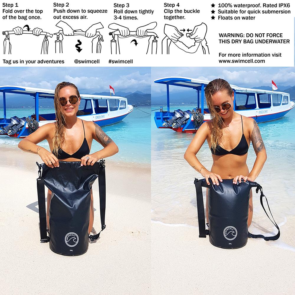 swimcell 20l dry bag how to use