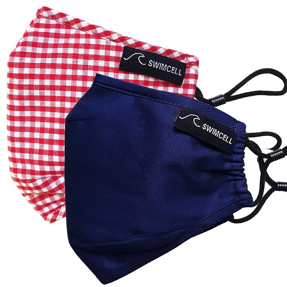 kids red gingham and navy face masks cotton