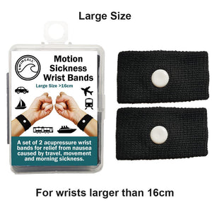 Large travel sickness wristband black