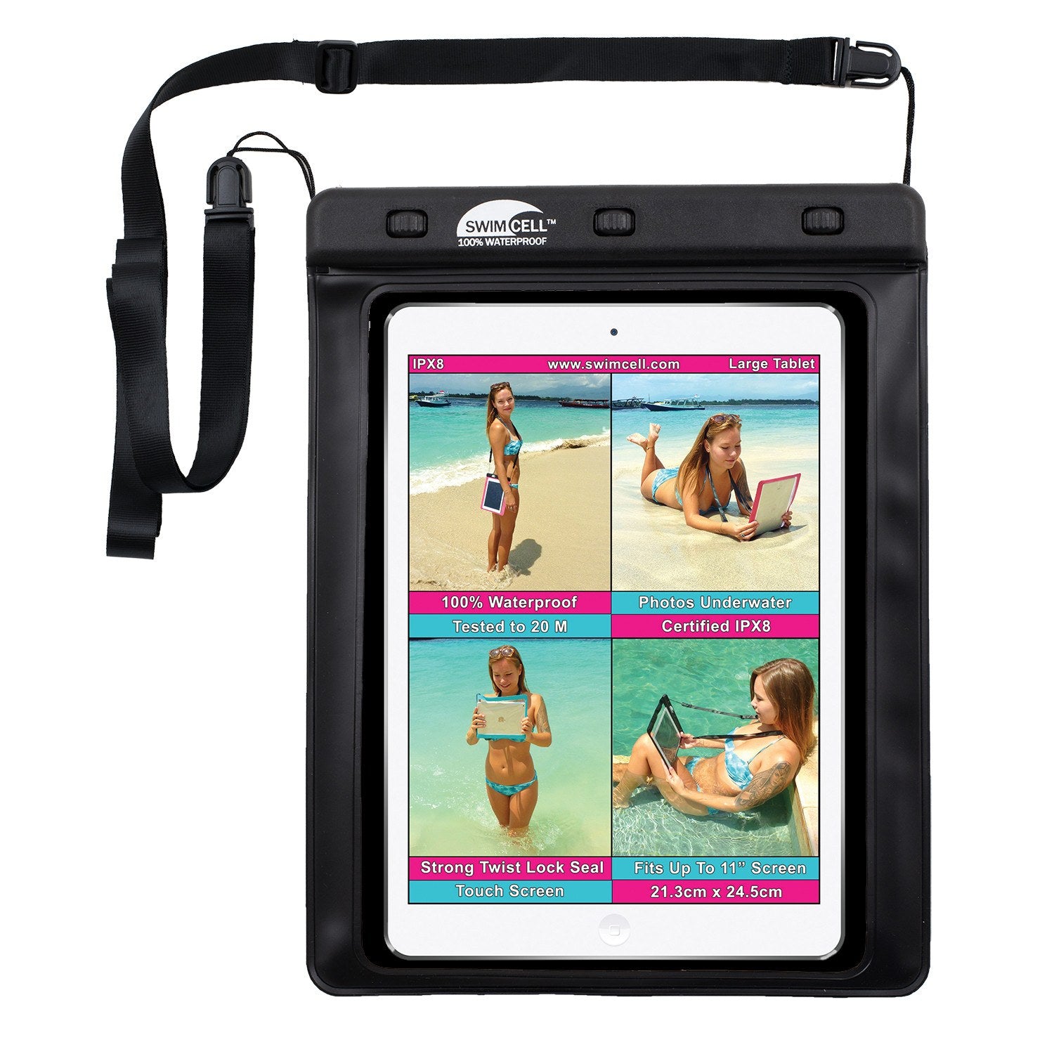 SwimCell Large Tablet waterproof case black