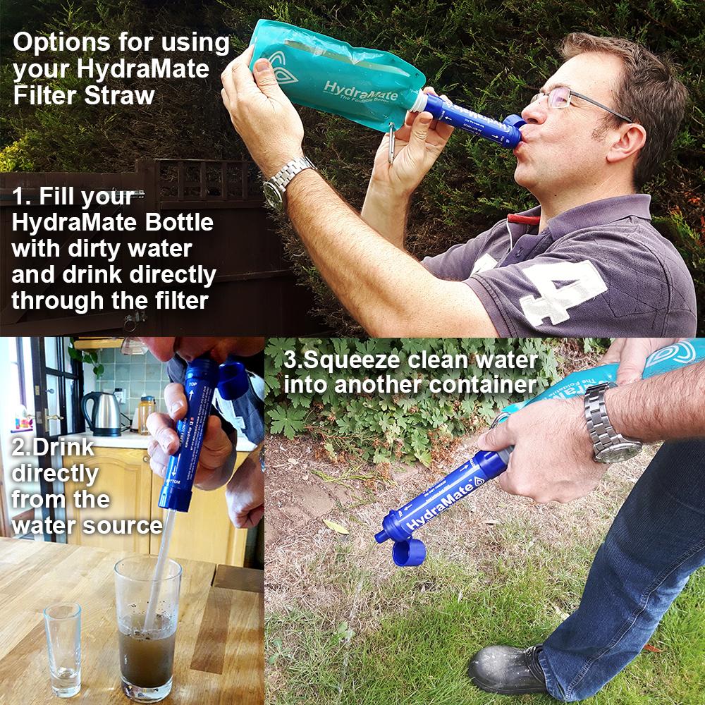 HydraMate Water filter straw ways to use