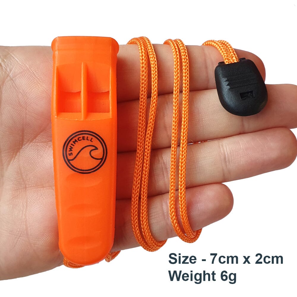 SwimCell Orange Whistle With Lanyard