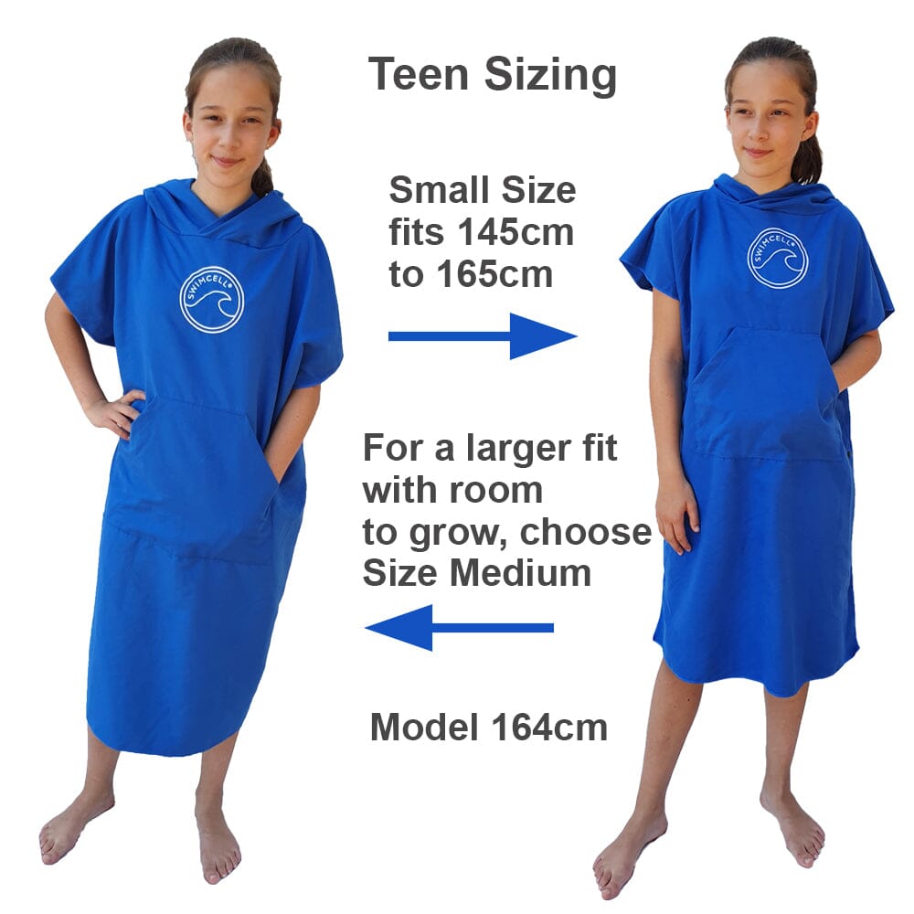 SwimCell Microfibre 2 in 1 changing robe towel blue kids