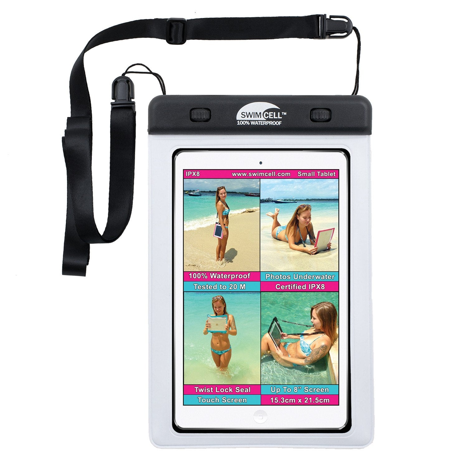SwimCell Small white Tablet waterproof case